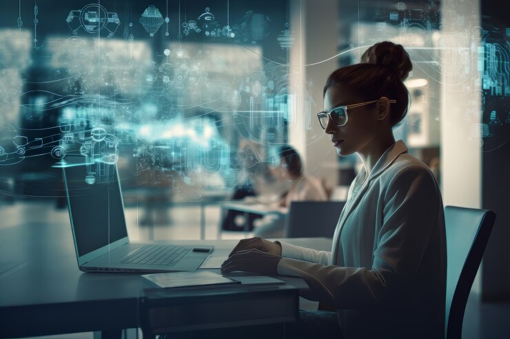 Woman sitting with laptop With Sirixo Software Technologies Pvt Ltd Woman sitting with laptop