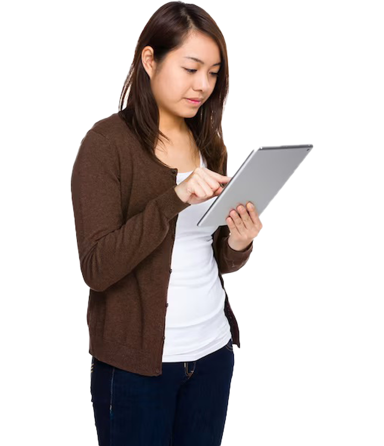 Woman Holding Laptop Virtual Reality